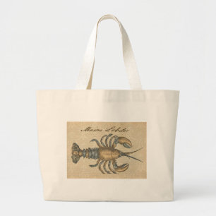 Grand Tote Bag Illustration de homard, fruits de mer du Maine