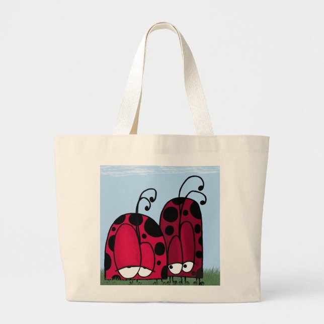 Grand Tote Bag Illustration de Ladybug d'amour non demandé (Devant)