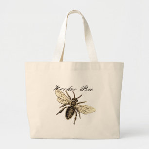 Grand Tote Bag Illustration de l'insecte abeille du travailleur