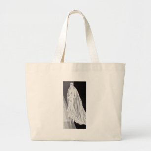 Grand Tote Bag Illustration de mariée Flapper Art Déco élégante 