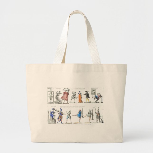 Grand Tote Bag Illustrations de caractères de ballet français (Devant)