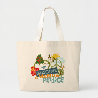 Grand Tote Bag Imaginez l'art abstrait de paix