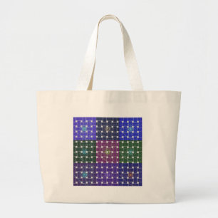 Grand Tote Bag Impression À damiers bleu et violet