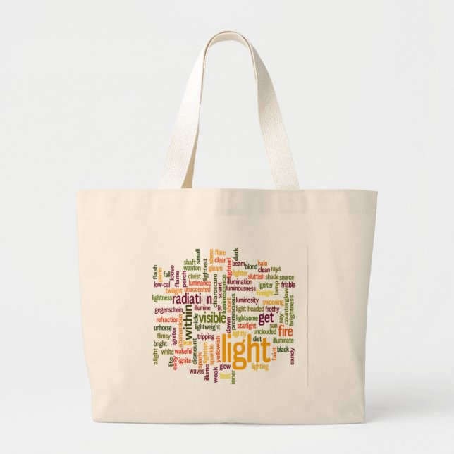 Grand Tote Bag Impression Cloud Word clair (Devant)