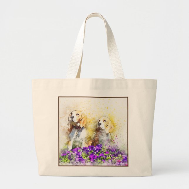 Grand Tote Bag Impression de chien Abstrait (Devant)