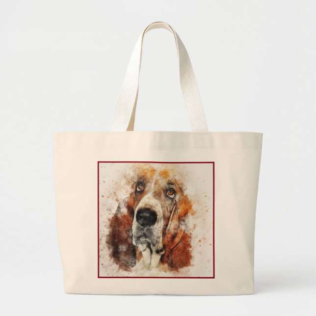 Grand Tote Bag Impression de chien Abstrait (Devant)
