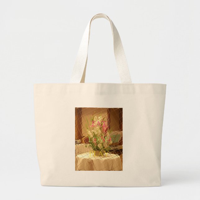 Grand Tote Bag Impression des fleurs reflétées (Devant)