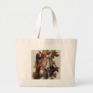 Grand Tote Bag Impression d'oiseau Pic à tête rouge de John James