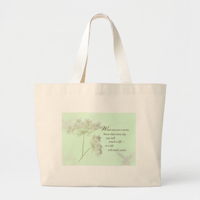 Grand Tote Bag Infirmière Touche une vie avec des fleurs sauvages (Devant)