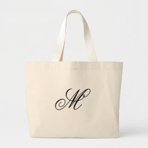 Grand Tote Bag Initiale de monogramme noir élégant