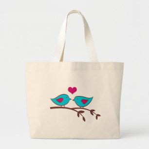 Grand Tote Bag Inséparables sur le vert