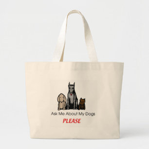 Grand Tote Bag Interrogez-moi au sujet de mes chiens