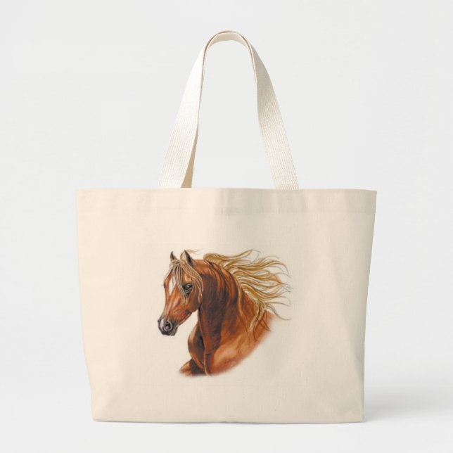 Grand Tote Bag Invitations et cartes customisées de cheval (Devant)