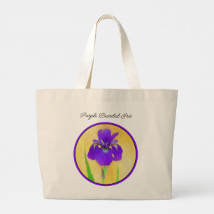 Grand Tote Bag Iris Peinture Iris À Led Violet Art Fleur Original