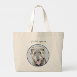 Grand Tote Bag Irish Wolfhound Painting Grey Original Chien Art