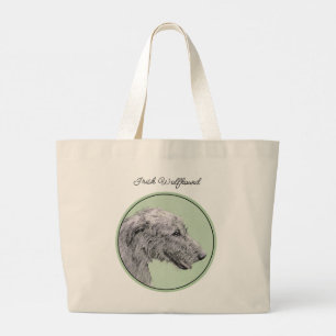 Grand Tote Bag Irish Wolfhound Painting Grey Original Chien Art