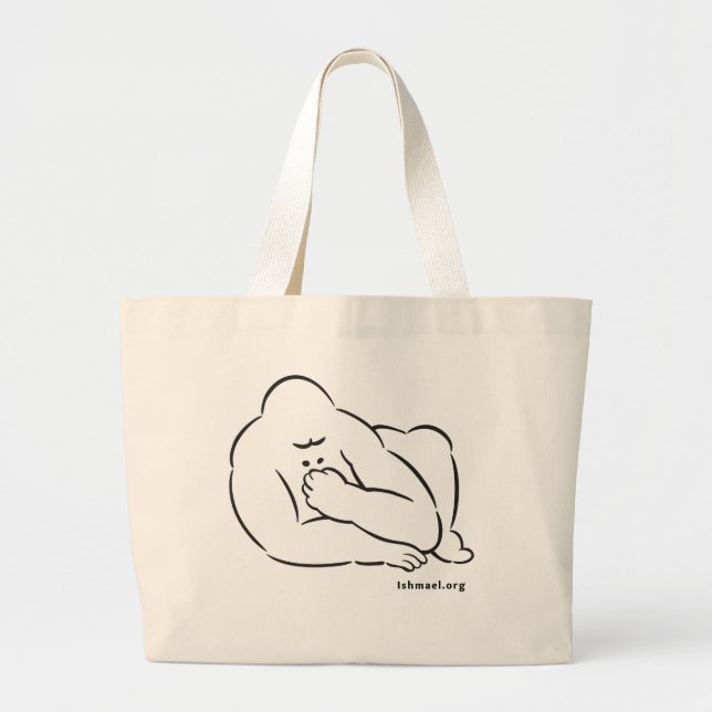 Grand Tote Bag Ishmael dessin d'un gorille par Daniel Quinn (Devant)