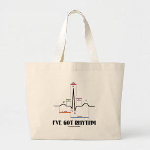 Grand Tote Bag J'ai le rythme (ECG/EKG - le contour de ruelle