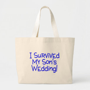 Grand Tote Bag J'ai survécu à mes fils épousant le bleu