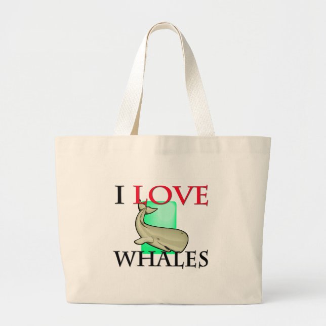 Grand Tote Bag J'aime des baleines (Devant)