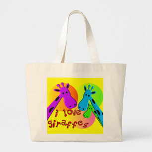 Grand Tote Bag J'aime des cadeaux de girafes