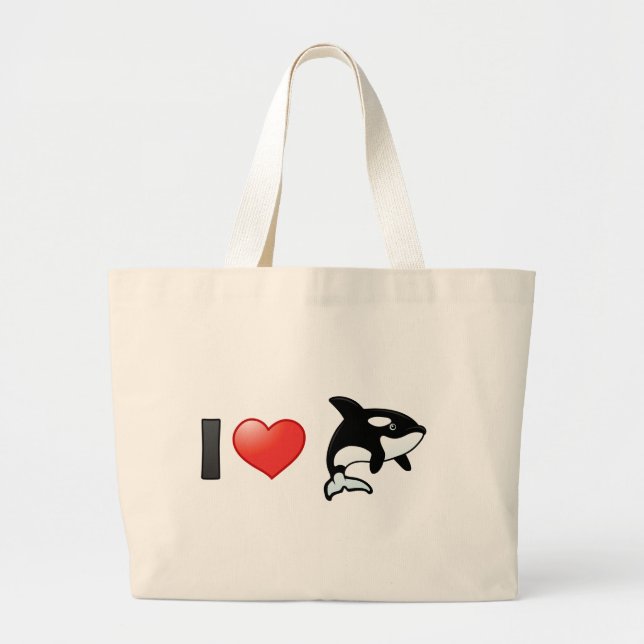 Grand Tote Bag J'aime des orques (Devant)