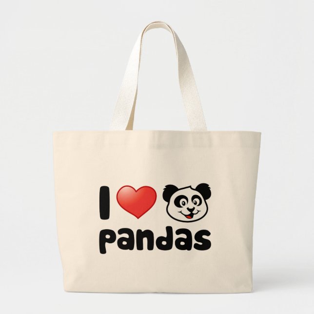 Grand Tote Bag J'aime des pandas (Devant)
