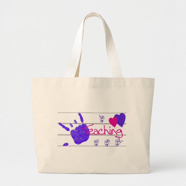 Grand Tote Bag j'aime enseigner asl - fourre-tout (Devant)