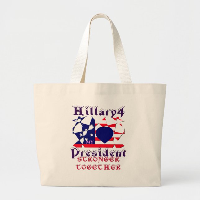 Grand Tote Bag J'aime Hillary Pour le président des États-Unis No (Devant)