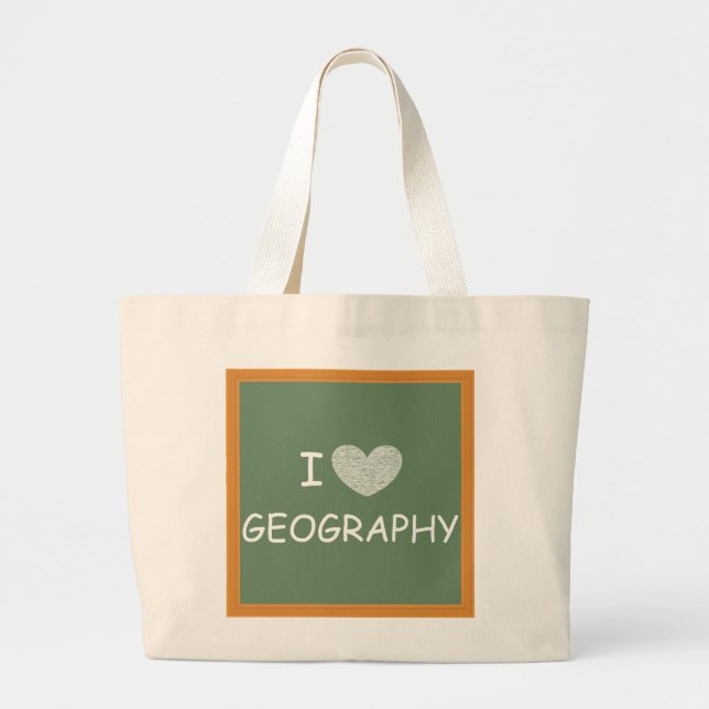 Grand Tote Bag J'aime la géographie (Devant)