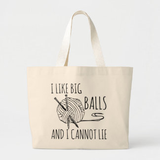 Grand Tote Bag J'aime le tricot drôle de grandes boules