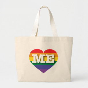 Grand Tote Bag J'aime Maine Gay pride Rainbow Heart