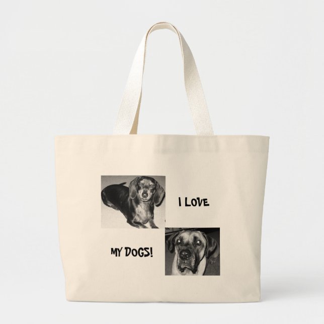 GRAND TOTE BAG J'AIME, MES CHIENS ! (Devant)