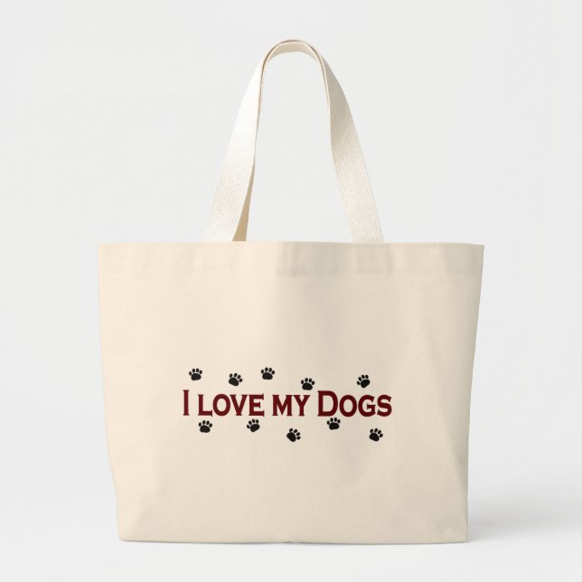 Grand Tote Bag J'aime mes chiens (Devant)