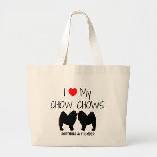 Grand Tote Bag J'Aime Mes Deux Chiens Chow