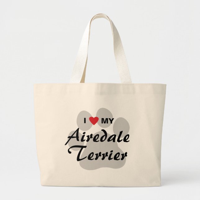 Grand Tote Bag J'aime mon Airedale Terrier (Devant)