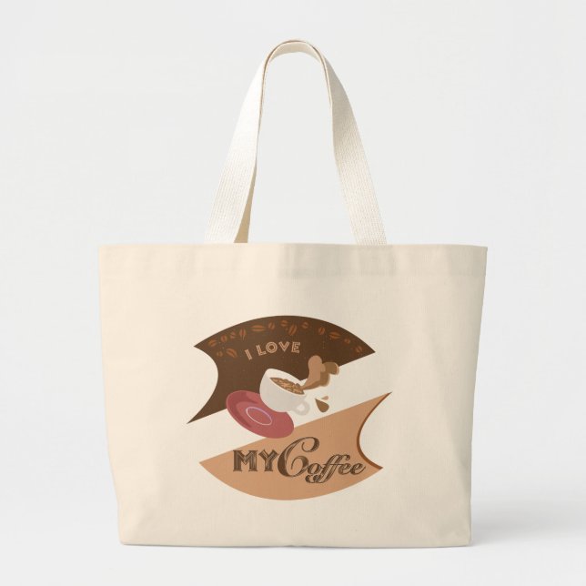 Grand Tote Bag J'aime mon café Retro Java (Devant)