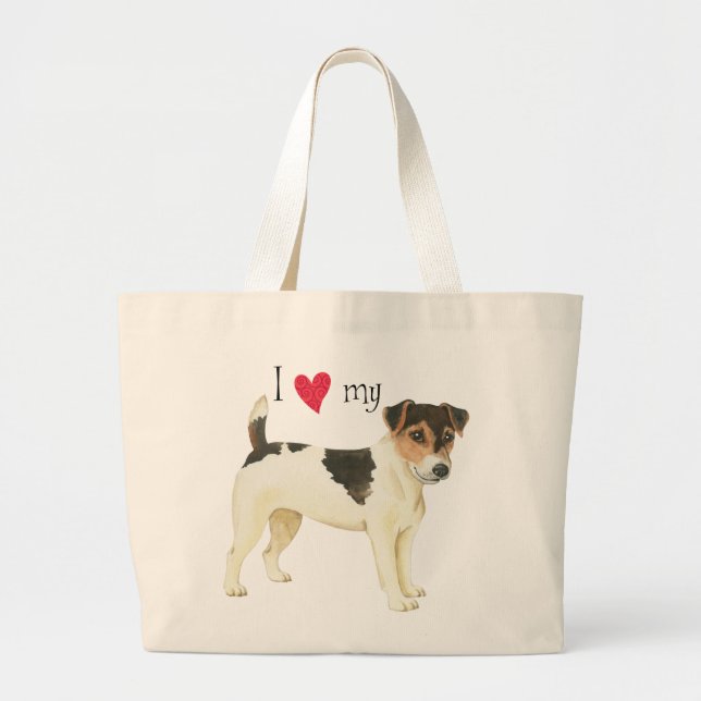Grand Tote Bag J'aime mon Russell Terrier (Devant)