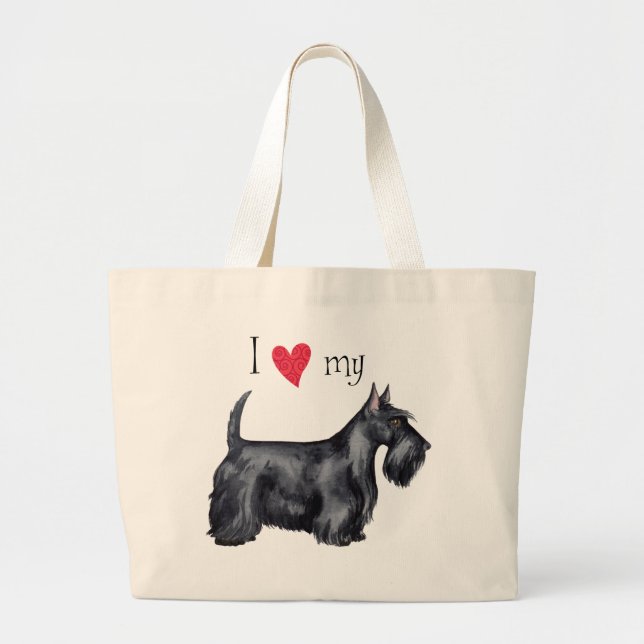Grand Tote Bag J'aime mon Scottie (Devant)