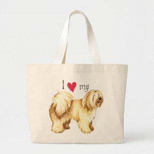 Grand Tote Bag J'aime mon Terrier tibétain