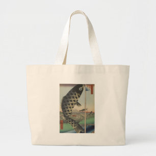 Grand Tote Bag Japonais Koi Fish Festival Drapeau Antique