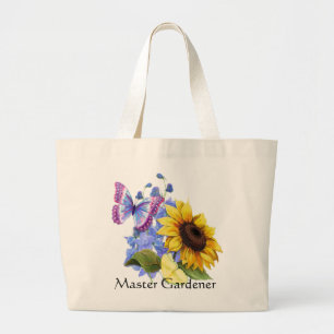 Grand Tote Bag Jardin de tournesol papillon