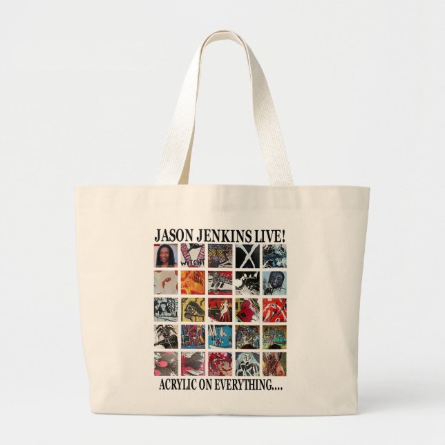 GRAND TOTE BAG JASON JENKINS EN DIRECT ! ACRYLIQUE SUR TOUT (Devant)