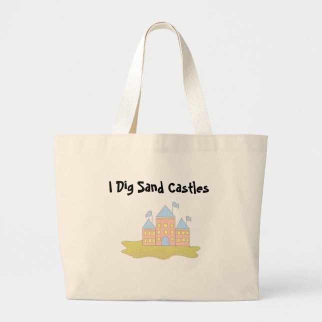 Grand Tote Bag Je Creuse Des Châteaux De Sable (Devant)