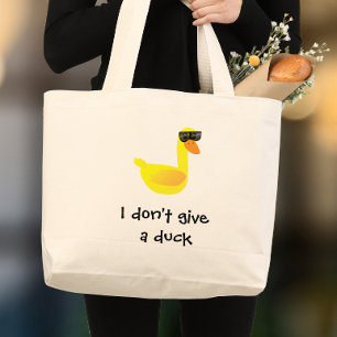 Grand Tote Bag Je me fiche de l'humour de canard