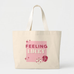 Grand Tote Bag Je Me Sens Lucky, Lucky Girl, Luckiest Girl, Rose
