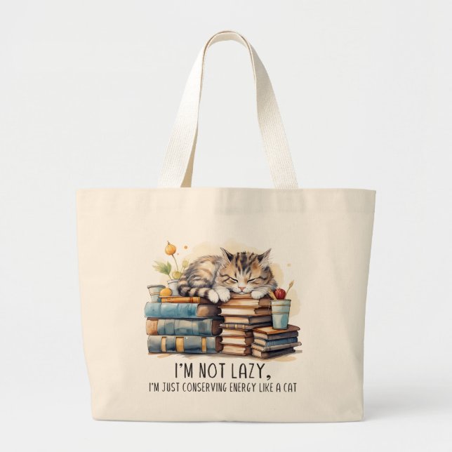 Grand Tote Bag Je ne suis pas un chat mignon (Devant)