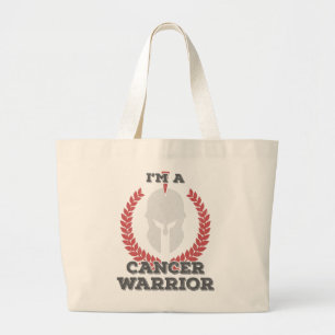 Grand Tote Bag Je suis un guerrier du cancer et le don de sensibi