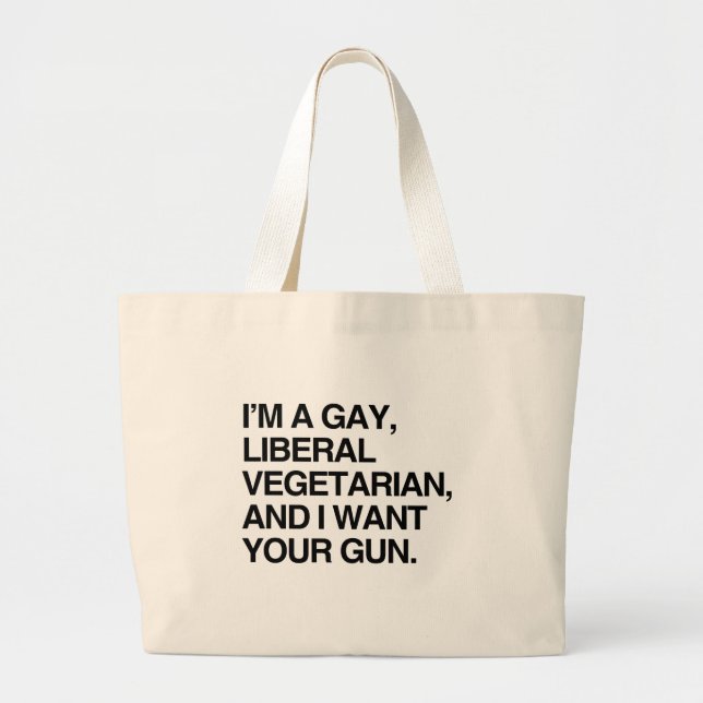 Grand Tote Bag Je suis un végétarien gai et libéral (Devant)