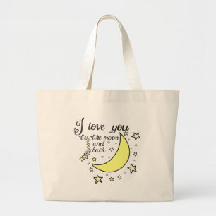 Grand Tote Bag Je t'aime à la lune et au dos